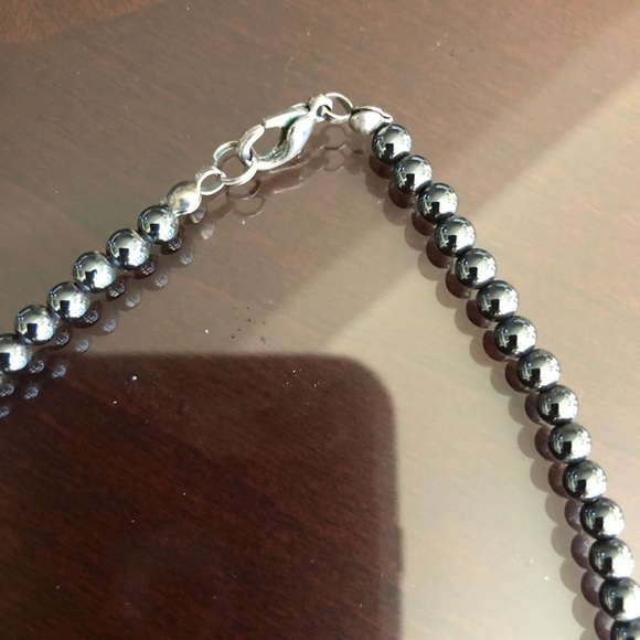 Grey Beaded Cross Necklace - Picture 5 of 5
